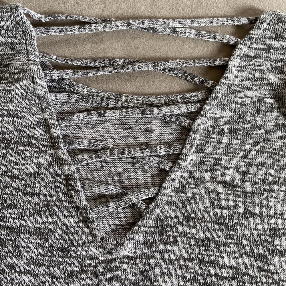 Grey H & M Long Sleeve Sweater with Exposed Back, M